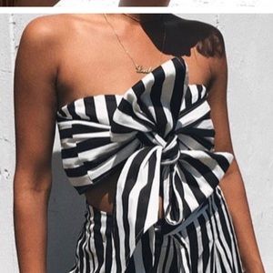 Tiger Mist black and white striped crop top